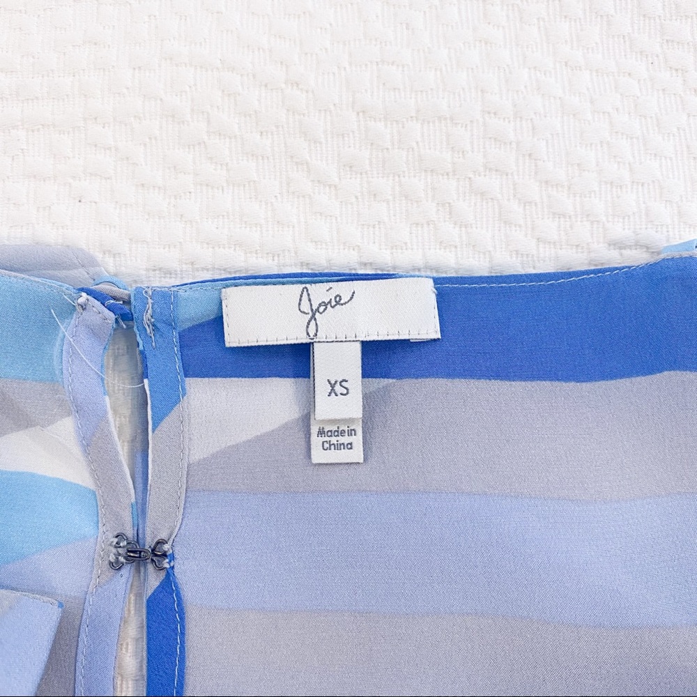 Joie | Blue & Gray Silk Ruffle Dress - Picture 4 of 5